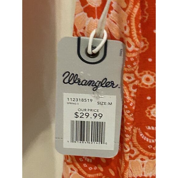 NWT Wrangler Orange Short Sleeved Patterned Shirt Women's size M - Picture 4 of 5